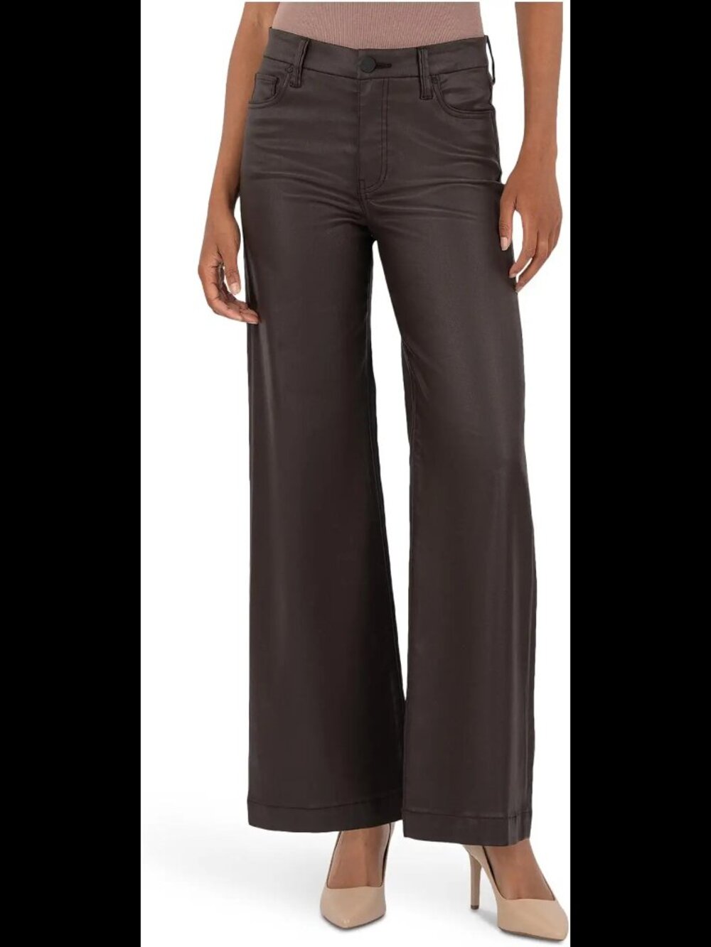 KUT from the Kloth Meg Fab AB Wide Leg High Rise Pants Brown Size 10